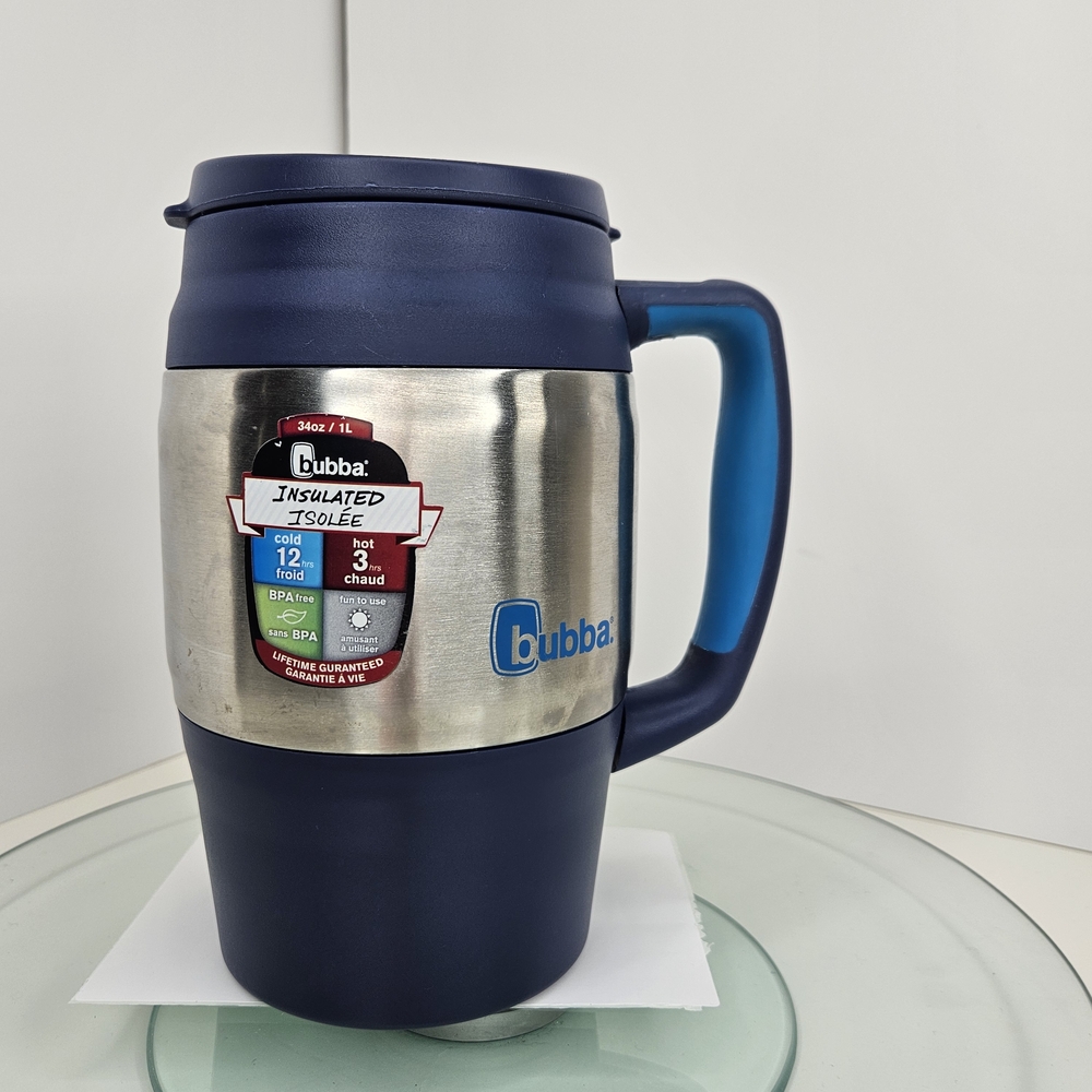 NWOT Bubba Large Insulated Travel Mug 34 Oz Blue Silver